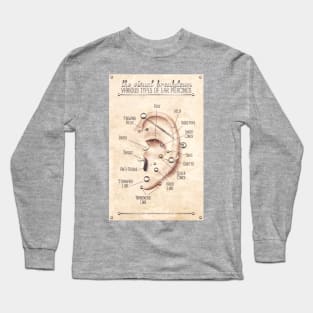 Vintage-Style Ear Piercing Infographic Chart Long Sleeve T-Shirt